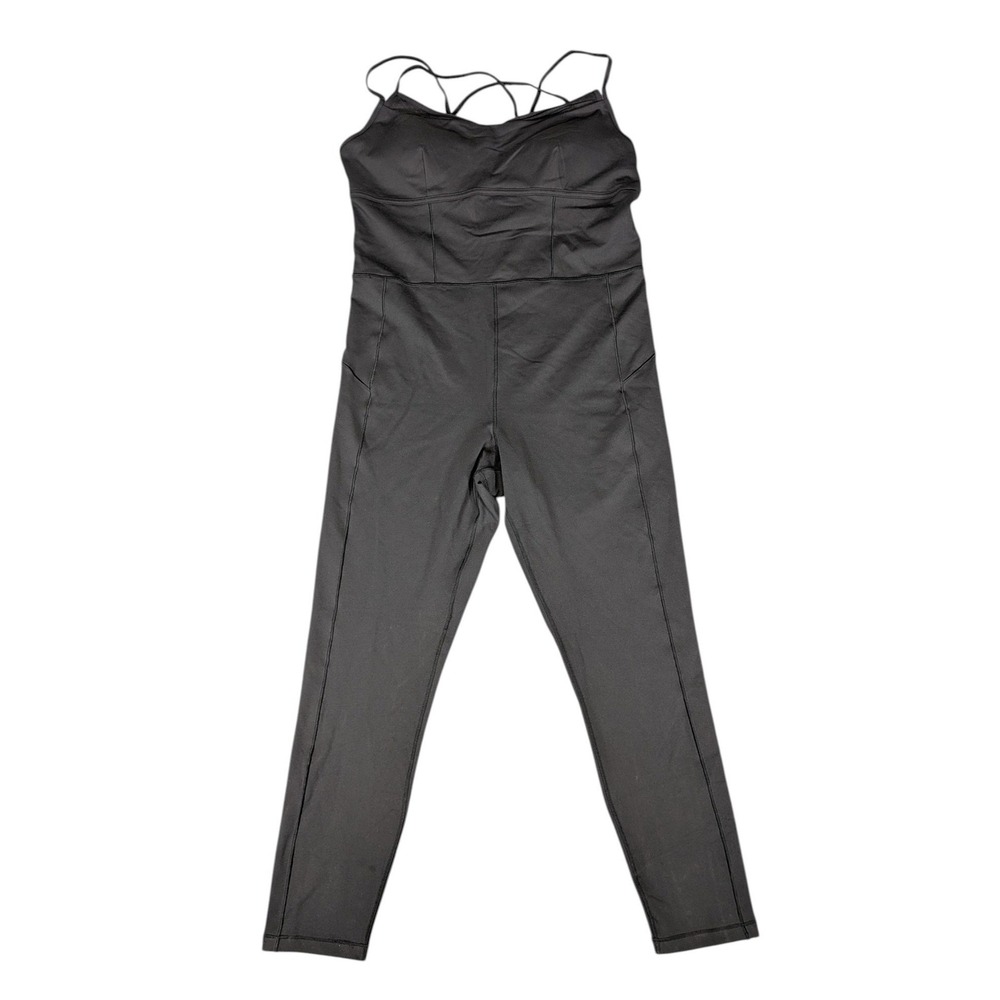 CALIA Women Pure Black Essential Workout Jumpsuit Strappy Back Size XL NWT